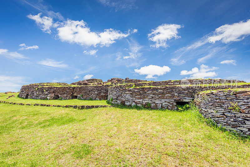 复活节岛的Orongo Stone村Rano you Rapa Nui